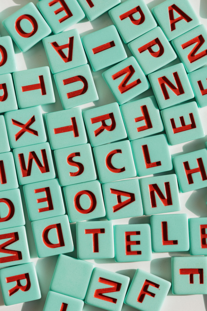 An arrangement of colorful letter tiles, perfect for educational and playful themes.