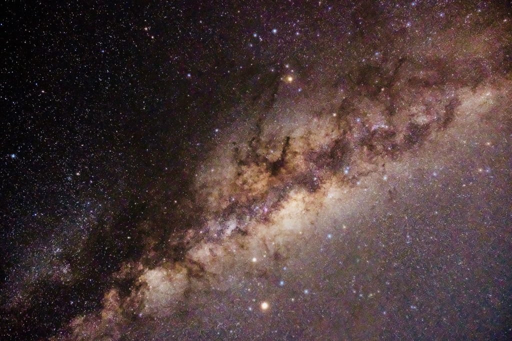Explore the captivating beauty of the Milky Way galaxy in this stunning astrophotography shot.